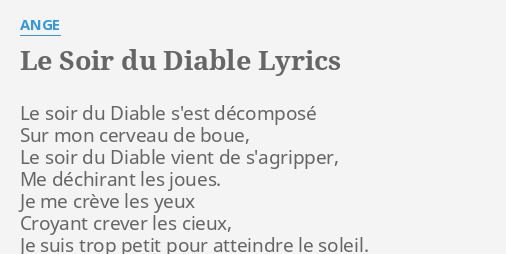 LE SOIR DU DIABLE LYRICS By ANGE Le Soir Du Diable