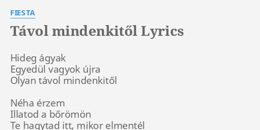 T Vol Mindenkit L Lyrics By Fiesta Hideg Gyak Egyed L Vagyok