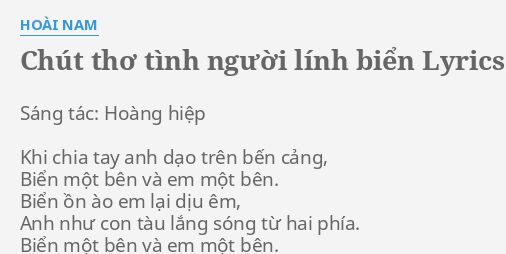 Ch T Th T Nh Ng I L Nh Bi N Lyrics By Ho I Nam S Ng T C Ho Ng Hi P