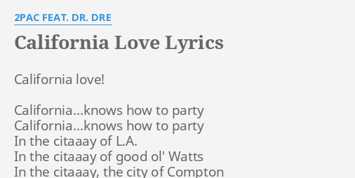 California Love Tupac Lyrics Clean