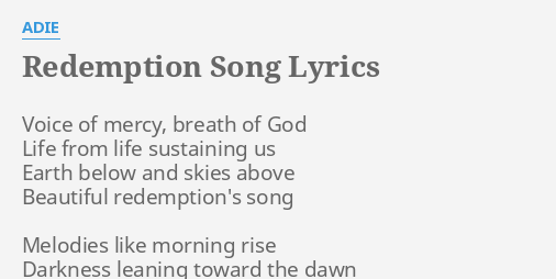 Redemption Song Lyrics By Adie Voice Of Mercy Breath