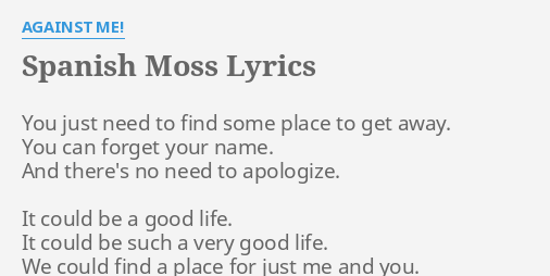 Spanish Moss Lyrics By Against Me You Just Need To