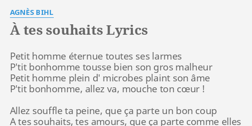 A Tes Souhaits Lyrics By Agnes Bihl Petit Homme Eternue Toutes