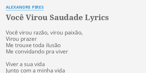 Só Pra Contrariar - Você Virou Saudade - letras 