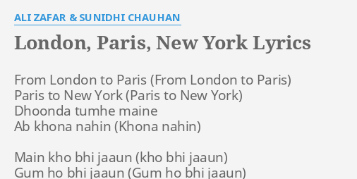 sunidhi chauhan london paris new york lyrics