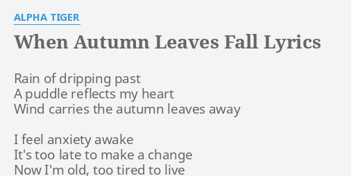 When Autumn Leaves Fall Lyrics By Alpha Tiger Rain Of Dripping