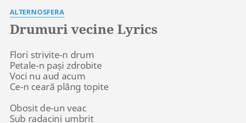 Drumuri Vecine Lyrics By Alternosfera Flori Strivite N Drum