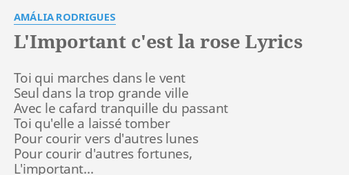 "L'IMPORTANT C'EST LA ROSE" LYRICS By AMÁLIA RODRIGUES: Toi Qui Marches ...