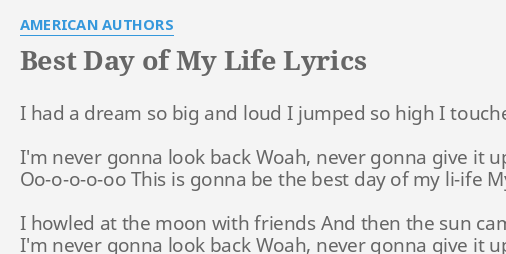 american authors best day of my life lyrics