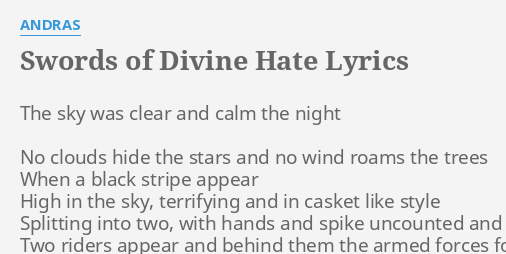 Swords Of Divine Hate Lyrics By Andras The Sky Was Clear