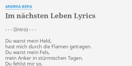 Im Nachsten Leben Lyrics By Andrea Berg