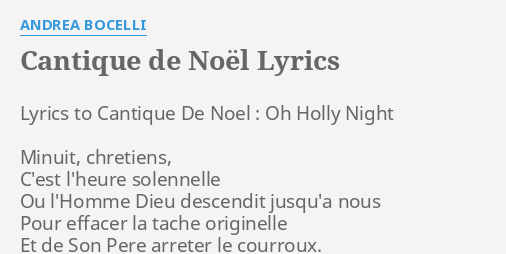 How To Pronounce Cantique De Noel In French