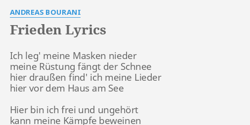 Frieden Lyrics By Andreas Bourani Ich Leg Meine Masken