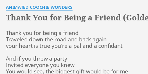 thank you for being a friend lyrics golden girls