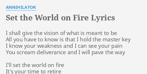 we gonna set the world on fire lyrics