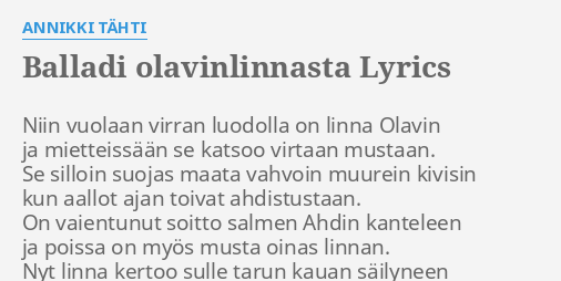 BALLADI OLAVINLINNASTA