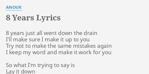 8 years lyrics