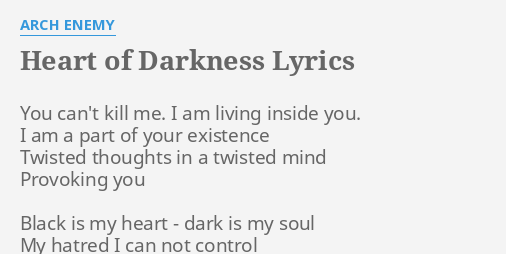 darkness at the heart of my soul lyrics