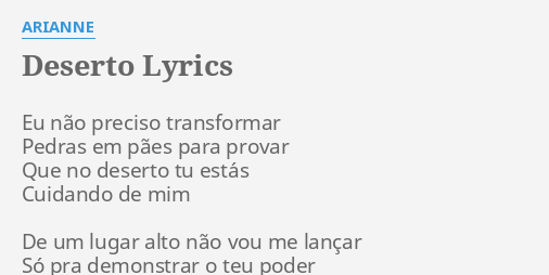 Deserto LETRA - Arianne - Gospel Hits 