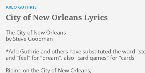 the city of new orleans arlo guthrie lyrics