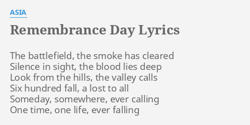 Standing silent on remembrance day lyrics