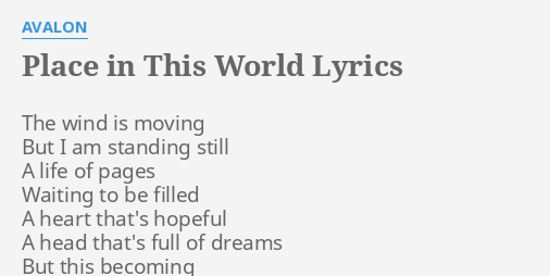 place in this world song lyrics