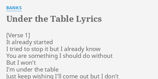 Under The Table Lyrics By Banks It Already Started I