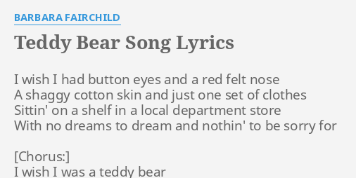 teddy bear song by barbara fairchild