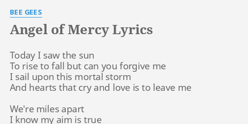 angel of mercy lyrics bee gees