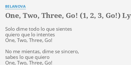 One, Two, Three, GO! — Belanova