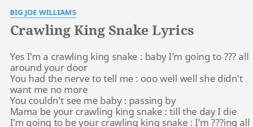 Crawling King Snake Lyrics By Big Joe Williams Yes I M A