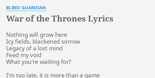 blind guardian war of the thrones lyrics