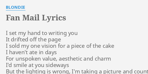 fan mail lyrics blondie