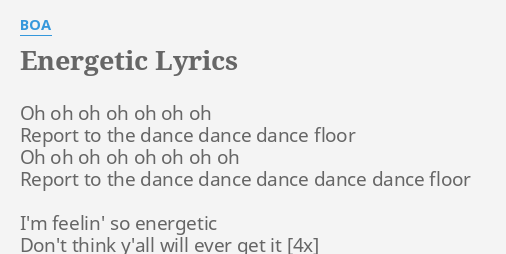 Energetic Lyrics By Boa Oh Oh Oh Oh