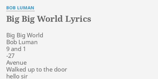 ima big big girl in a big big world lyrics