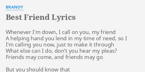 That my best friend lyrics