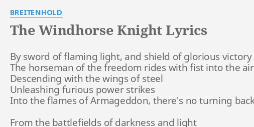 The Windhorse Knight Lyrics By Breitenhold By Sword Of Flaming