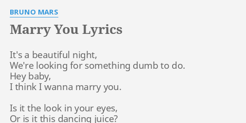 marry you bruno mars lyrics