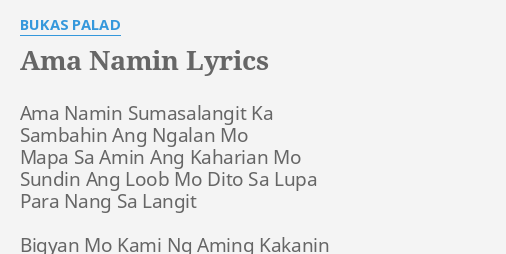 Ama Namin By Manoling Francisco Lyrics And Minus One Cover