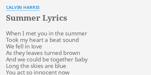 Summer - Calvin Harris (Lyrics) 🎵 
