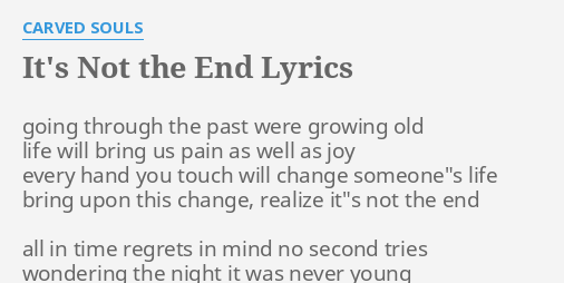 this is not the end lyrics