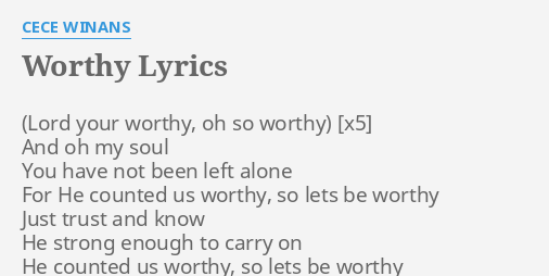 worthy of it all lyrics cece winans chords