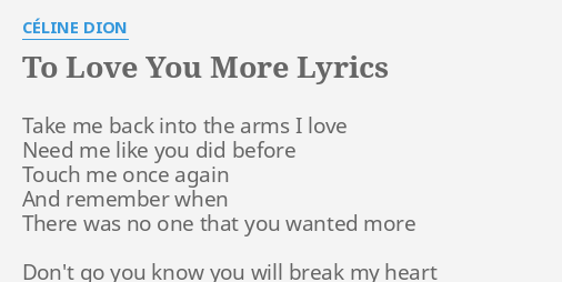 Celine dion to discount love you more lyrics