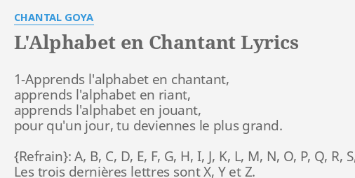 L Alphabet En Chantant Lyrics By Chantal Goya 1 Apprends L Alphabet En Chantant