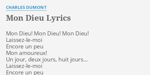 Mon Dieu Lyrics By Charles Dumont Mon Dieu Mon Dieu