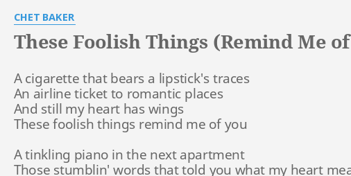 these foolish things remind me of you lyrics