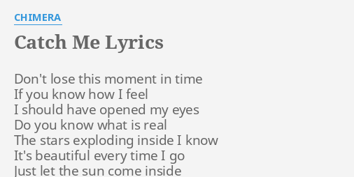 Catch Me Lyrics By Chimera Don T Lose This Moment