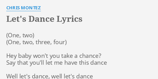 Let S Dance Lyrics By Chris Montez Hey Baby Won T You