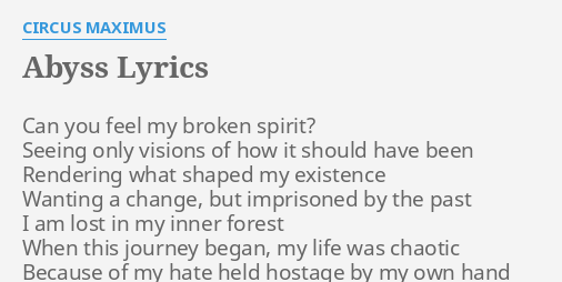 Abyss Lyrics By Circus Maximus Can You Feel My