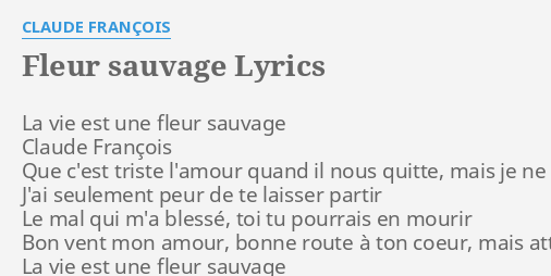 Fleur Sauvage Lyrics By Claude Francois La Vie Est Une